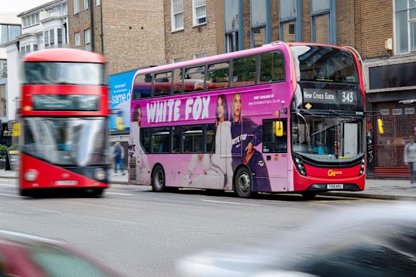 White Fox ads on the London buses.