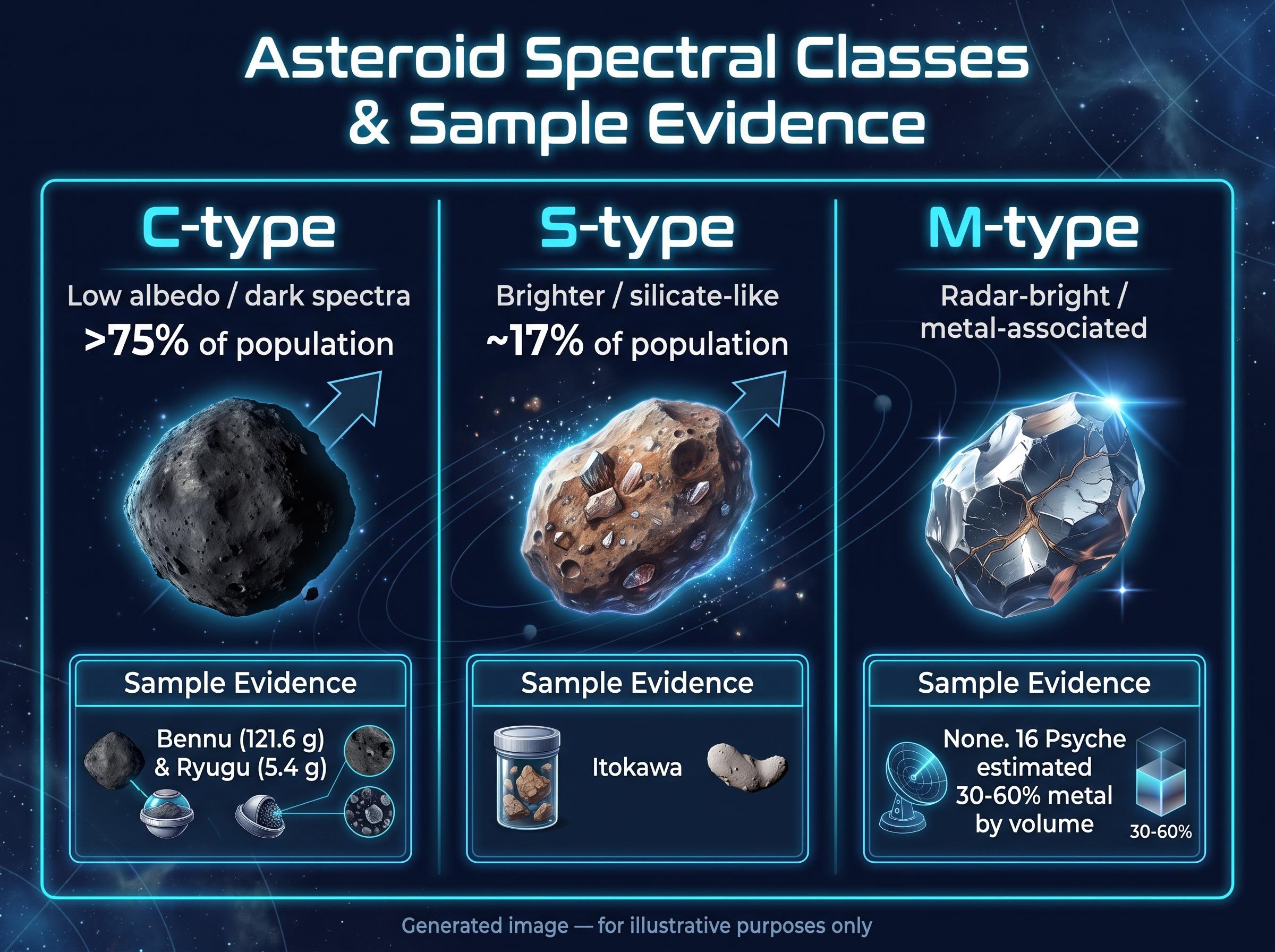 Asteroid Spectral Classes & Sample Evidence