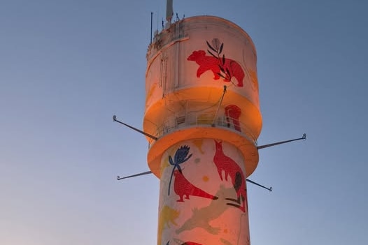 The Wangaratta Beacon lit up in amber as part of the vigil.