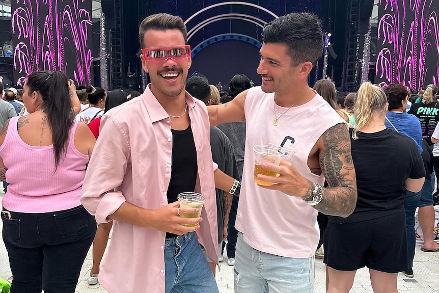 Jesse Baird and Luke Davies at Pink concert