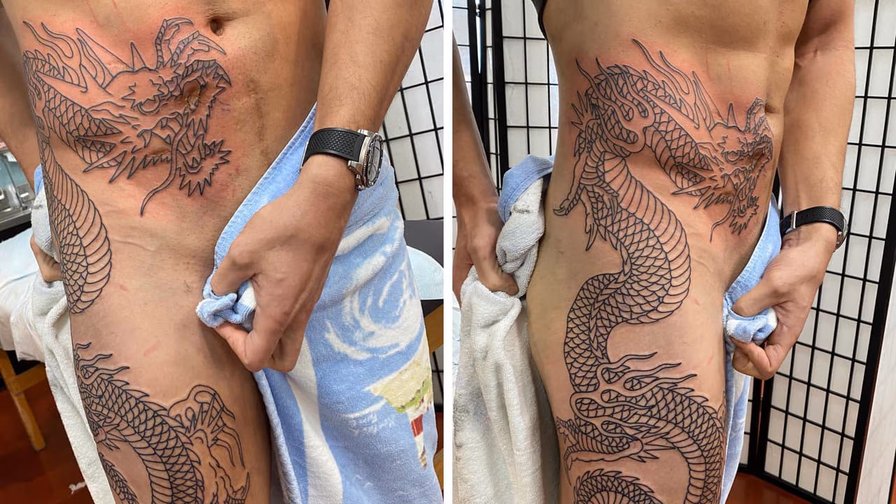 Joe Manganiello covers surgery scars with 1m dragon tattoo