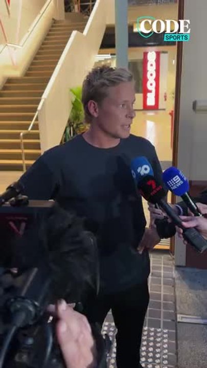 Isaac Heeney speaks to the media