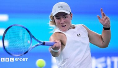 Sonay Kartal strikes the tennis ball during her quarter-final match in Wuhan
