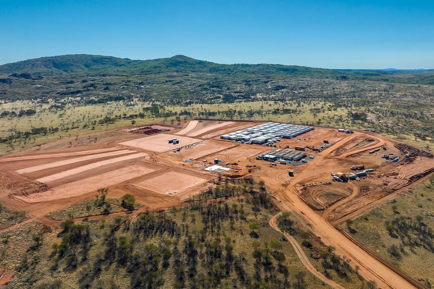a drone shot of a mining camp in Central Australia.