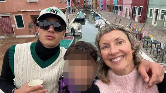 Indika Bambrick Samarasinghe with his mother Nicola Bambrick at Burano, Venice.