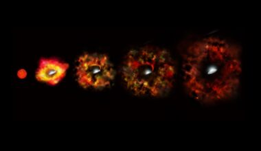 Illustration of the stages of a dying star as it collapses into a black hole. Credit: NASA/ESA/P. Jefferies (STScl)