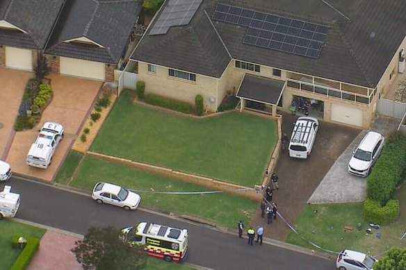 Emergency services in Glen Alpine after the man was shot by police on Thursday.
