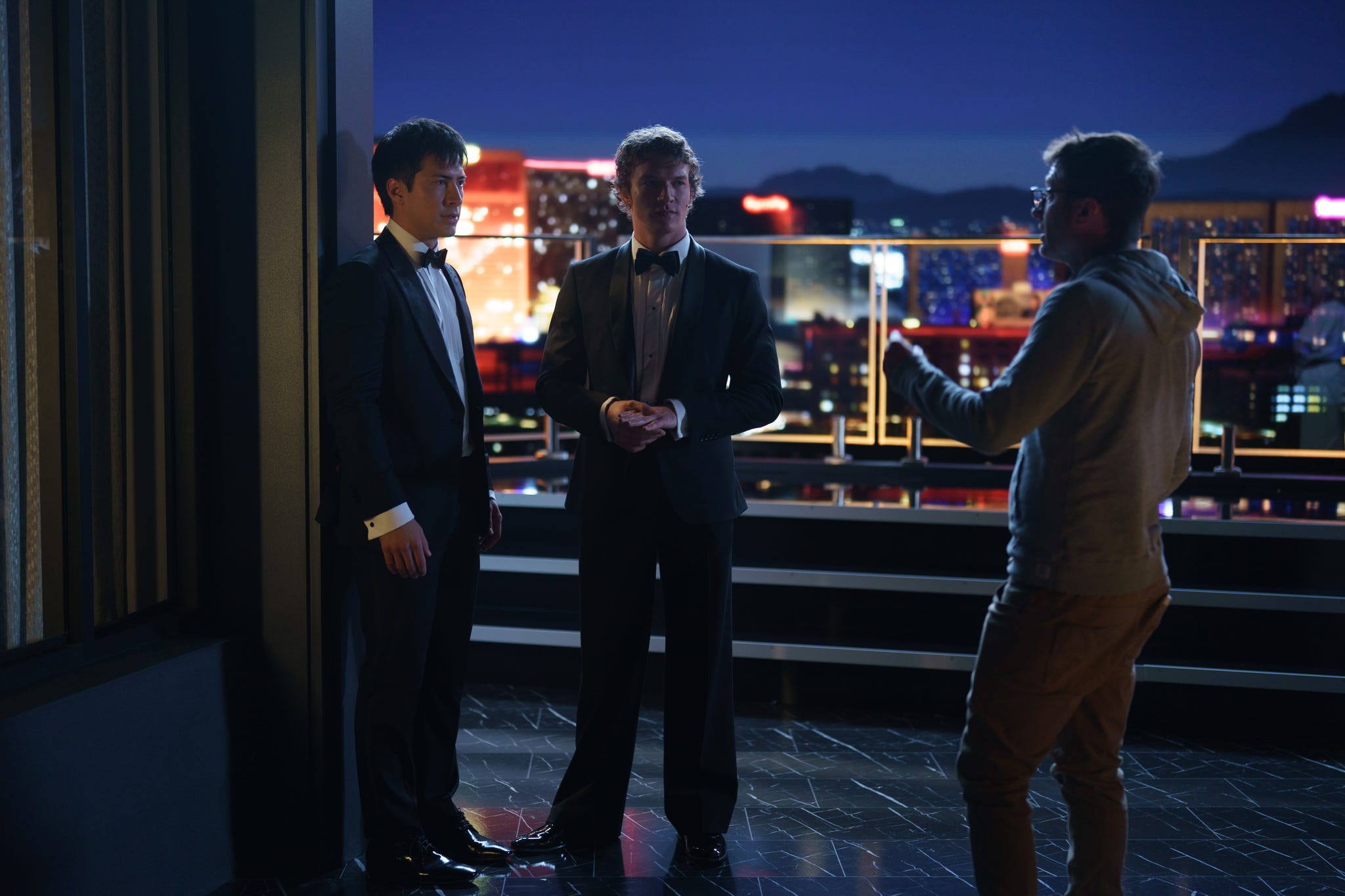 heated rivalry l to r hudson williams as shane hollander, connor storrie as ilya rozanov and jacob tierney writerdirector in bts episode 101 of heated rivalry cr sabrina lantos © 2025 heated rivalry l to r hudson williams as shane hollander, connor storrie as ilya rozanov and jacob tierney writerdirector in bts episode 101 of heated rivalry cr sabrina lantos © 2025