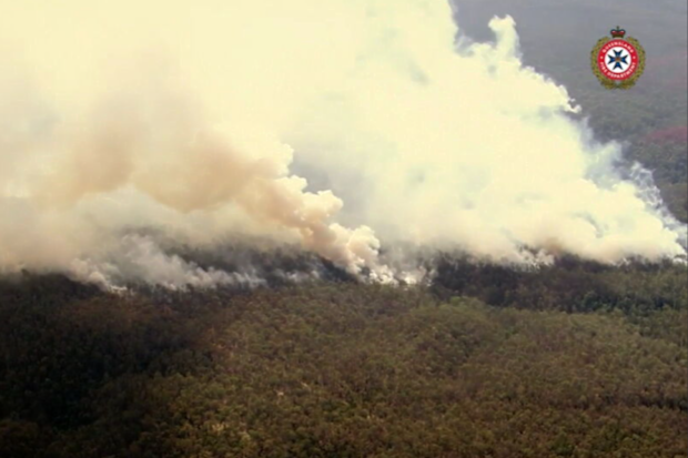 Smoke from out-of-control bushfires in the Lockyer Valley.