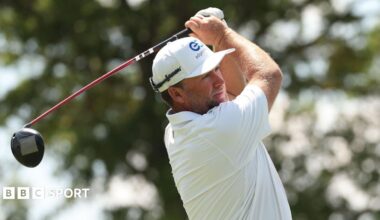 Graeme McDowell hits a shot during LIV Golf New York in August