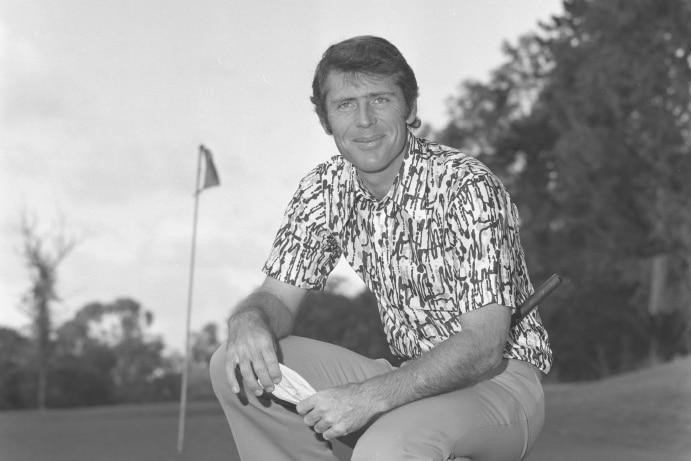 A black and white archival image of golfing champion Graham Marsh.