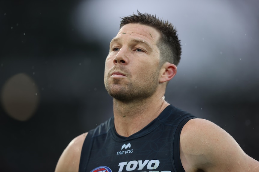 Toby Greene of the Giants looks dejected after a loss