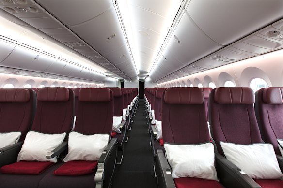 Economy class on a Qantas Dreamliner.
