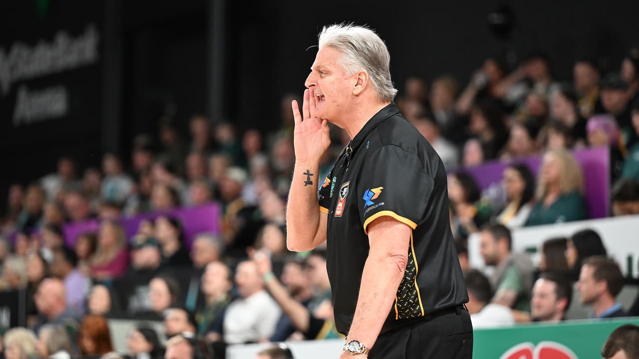 Scott Roth Head Coach of the JackJumpers reacts during the round six NBL match between Tasmania Jackjumpers and Brisbane Bullets at MyState Bank Arena, on October 21, 2026, in Hobart, Australia. (Photo by Steve Bell/Getty Images)