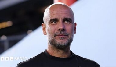 Former Manchester City manager Pep Guardiola wearing a black top
