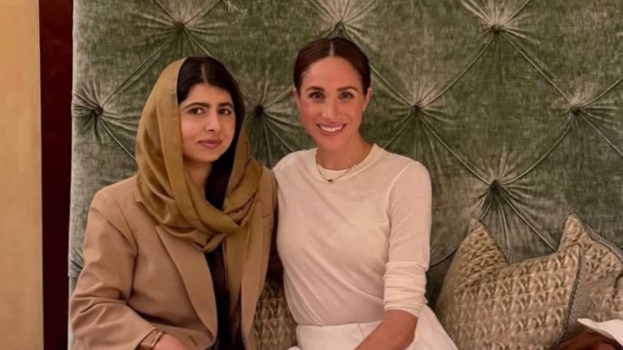Meghan Markle steps out in $50k designer ensemble to meet with Taliban survivor Malala Yousafzai as Duchess makes major UK comeback
