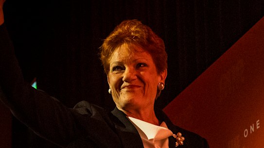 One Nation founder Pauline Hanson launches her party’s Victorian election campaign. 
