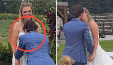 Groom motorboats bride at altar in viral wedding video