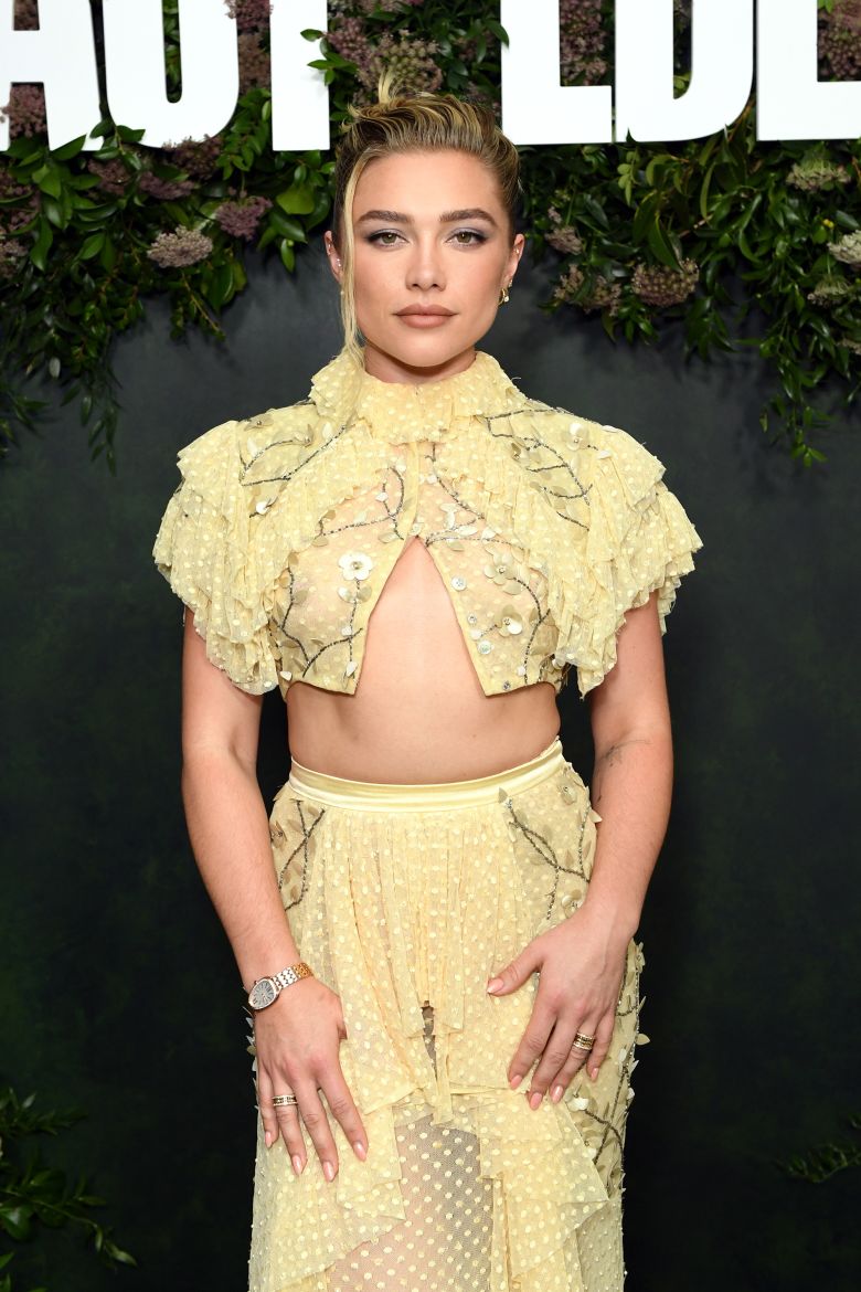 Pugh attends a screening in LA wearing the first of several Rodart outfits worn across the press tour.