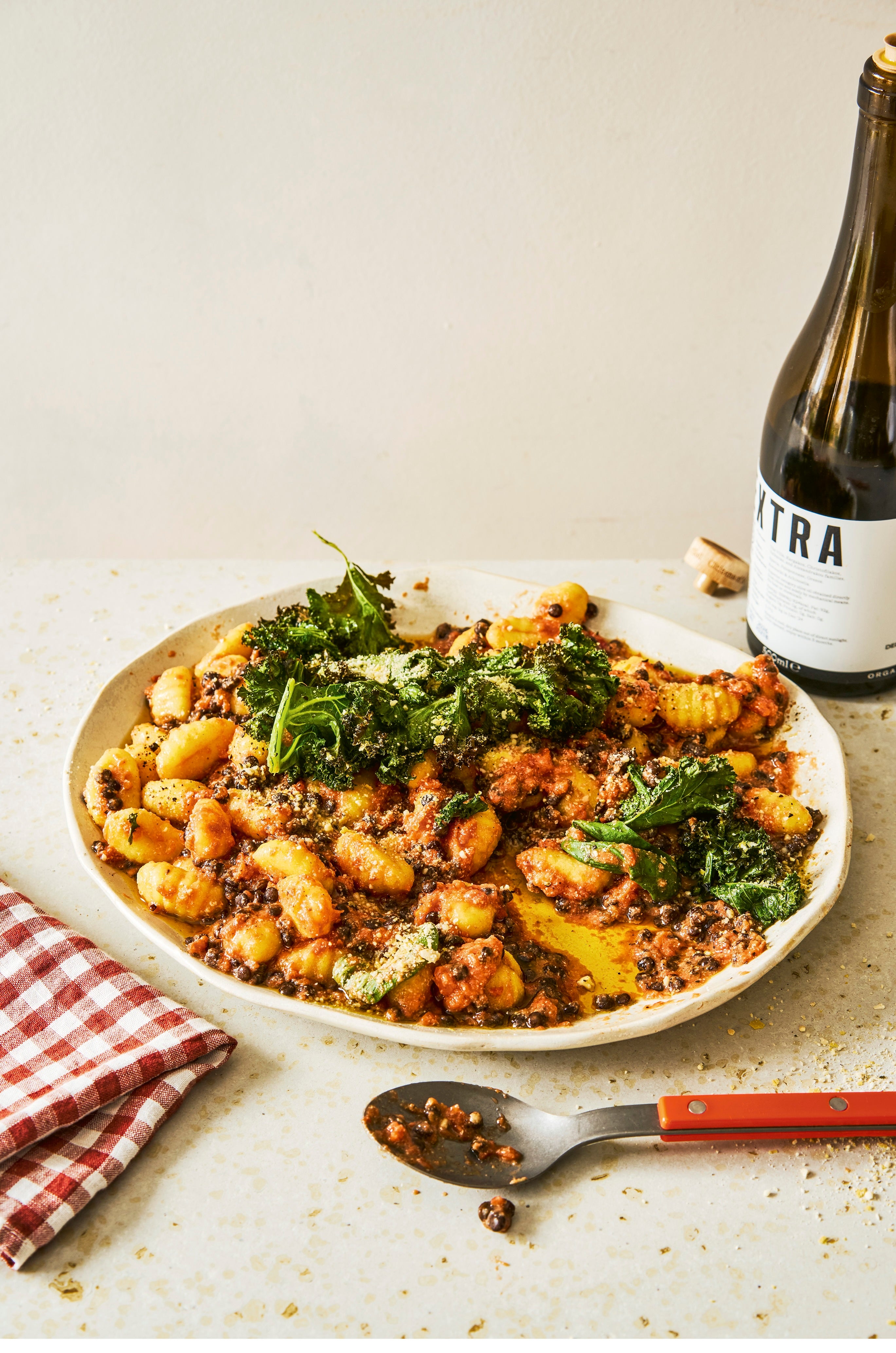 Adding Puy lentils and kale to gnocchi pushes this comforting bowl to 14g of fibre per portion