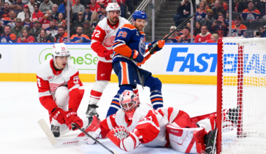Postava wins first NHL start, Red Wings rally past Oilers in shootout