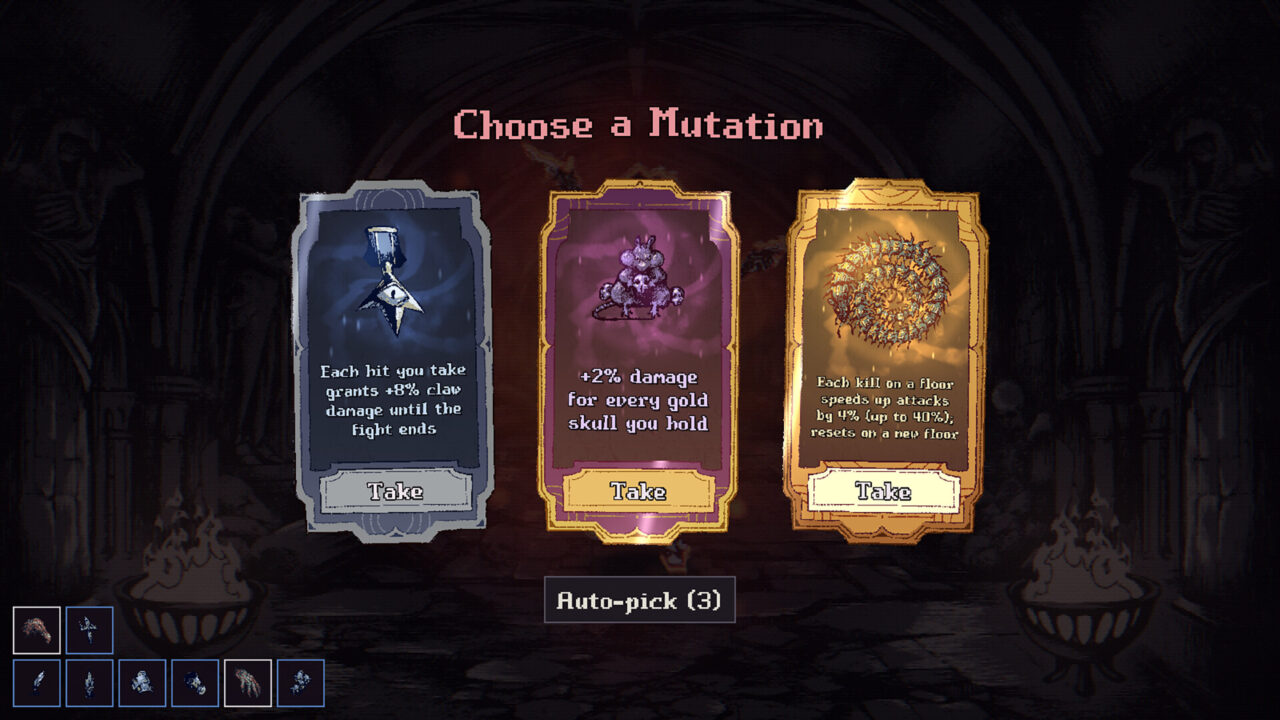 Choosing between three mutation cards in I Am Plague