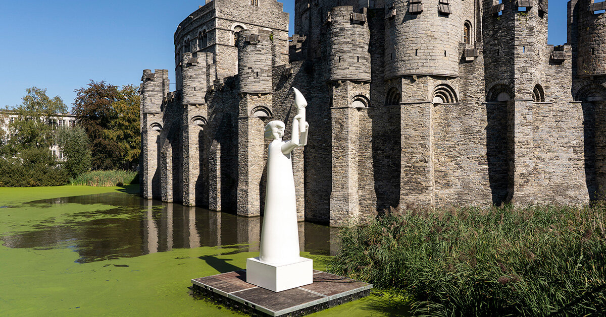inflatable sculpture in ghent asks visitors to 'pump for democracy' to keep it standing