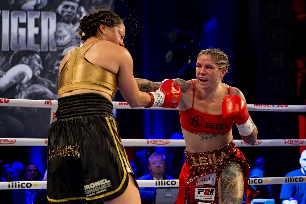 Leila Beaudoin lands a punch during her bout against Brisa Abigail Rosario Alfonzo