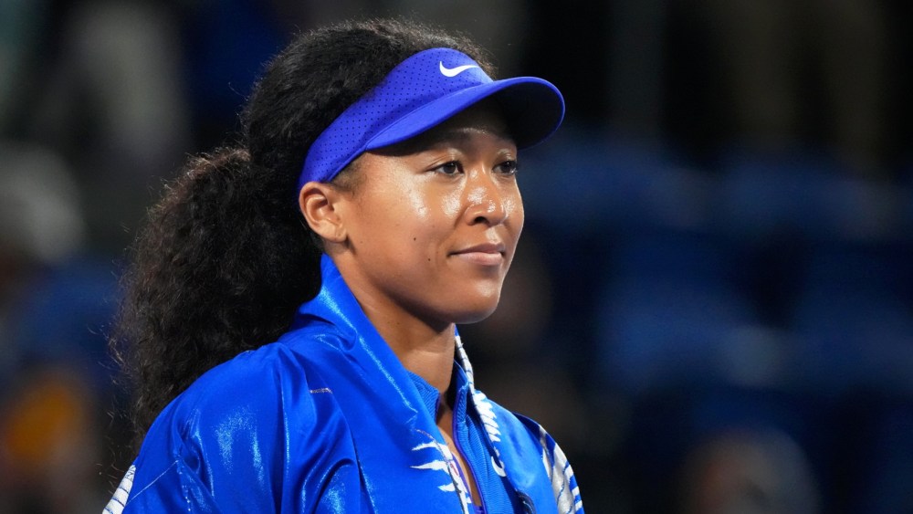 Naomi Osaka wears a Nike tennis kit and Hana Yagi kimono during the Toray Pan Pacific Open at Ariake Tennis Forest Park on Oct. 27 in Tokyo, Japan.