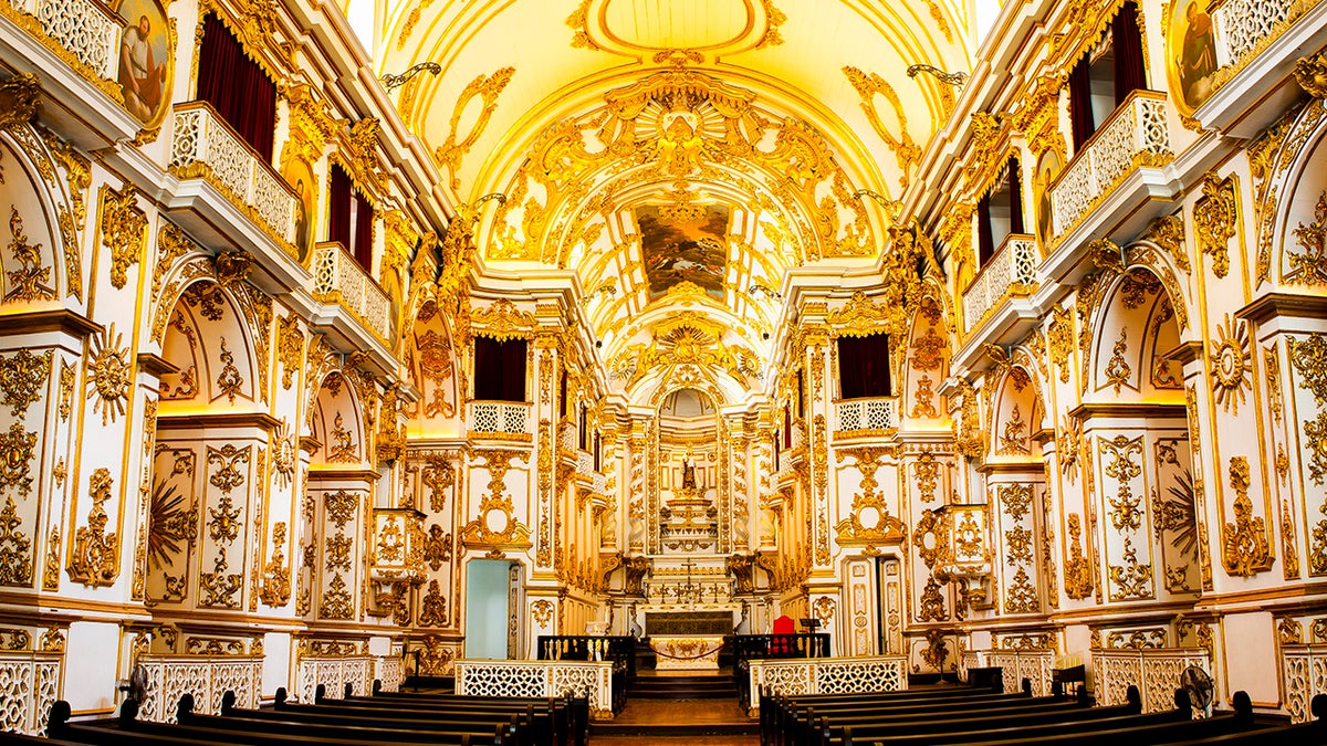 RIO DE JANEIRO, BRAZIL - 2011/09/26: The Old Cathedral of Rio de Janeiro dedicated to Our Lady of Mount Carmel, ( Portuguese full name - Igreja de Nossa Senhora do Monte do Carmo da antiga Se ), one of the most important historical buildings in the city, is an old Carmelite church which served as cathedral ( Se ) of Rio de Janeiro from around 1808 until 1976. During the 19th century, it was also used as Royal and Imperial chapel by the Portuguese and Brazilian royal families. It is located in the Praca XV square, in downtown Rio. (Photo by Flavio Veloso/Brazil Photos/LightRocket via Getty Images)