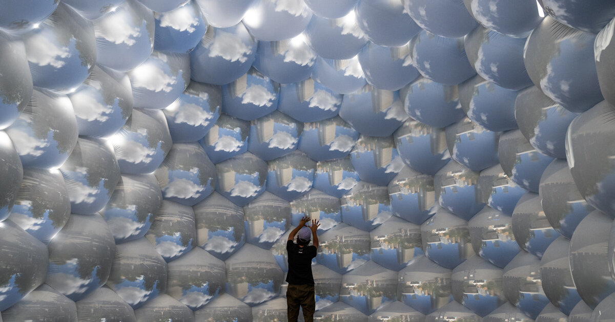 inflatable pavilion by pneuhaus mimics dragonfly’s compound vision