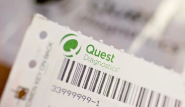 A Quest Diagnostics Inc. requisition form is displayed for a photograph at Perry Memorial Hospital in Princeton, Illinois.