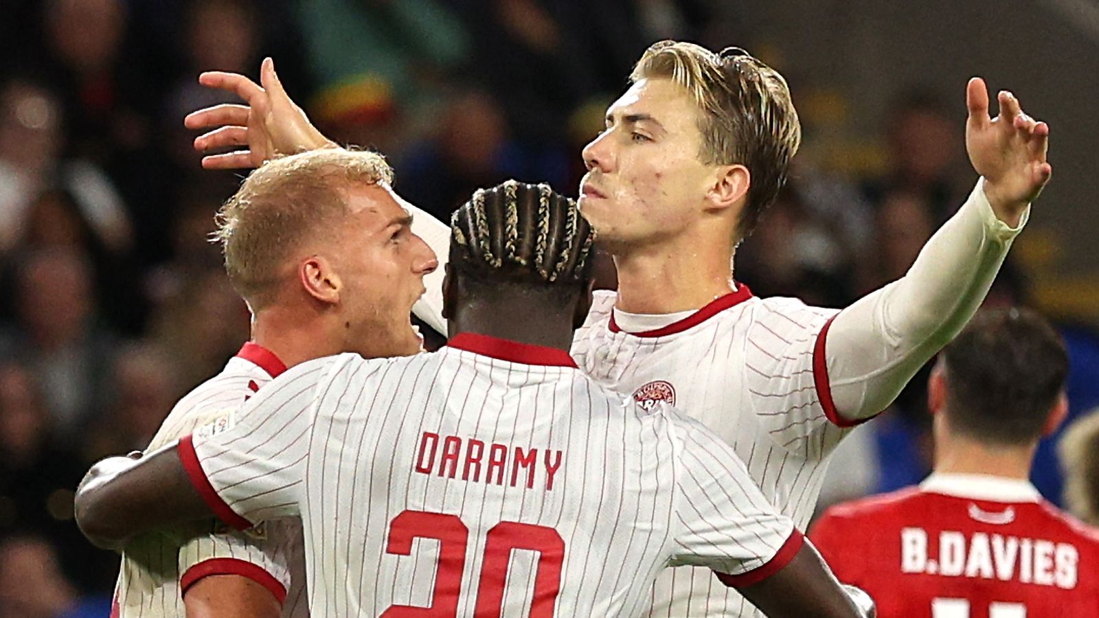 Rasmus Hojlund scored Denmark's winner in Cardiff