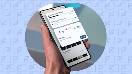 Smartphone showing Files by Google storage cleanup cards