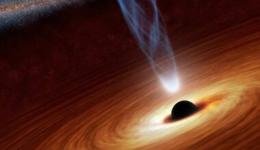 A black hole producing a jet along its axis of rotation