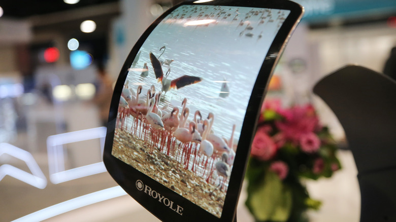 A close-up of a Royole phone.