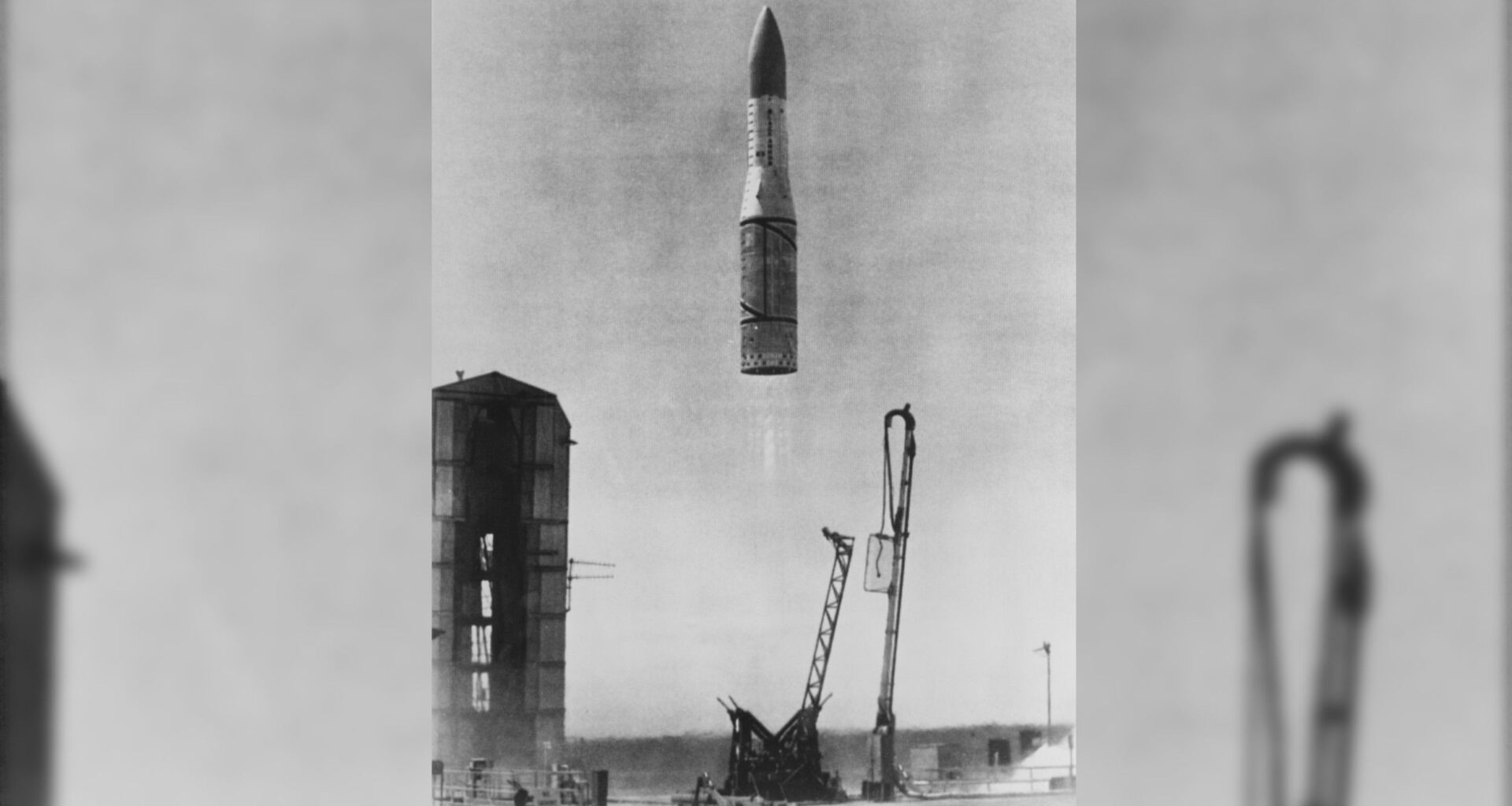 The satellite Prospero X-3 is launched from the RAAF test range in Woomera, South Australia, by a British Black Arrow carrier rocket, 28th October 1971.