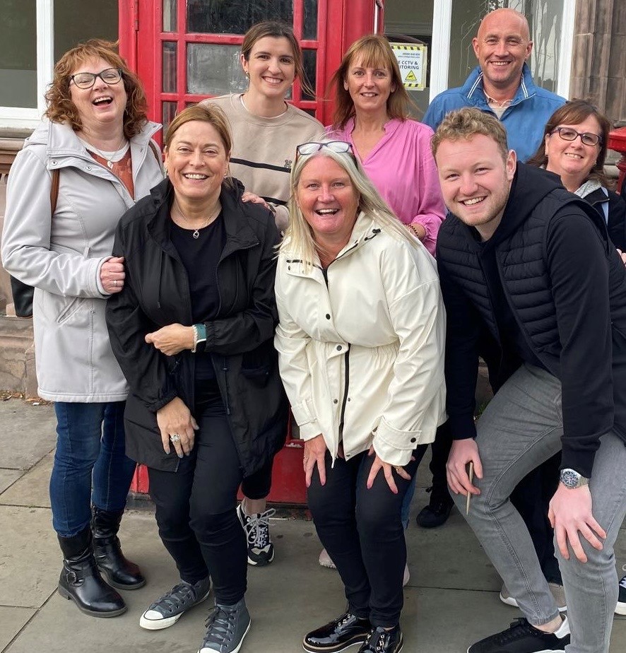 Group photo of Scottish Building Society colleagues on a treasure hunt in Edinburgh.