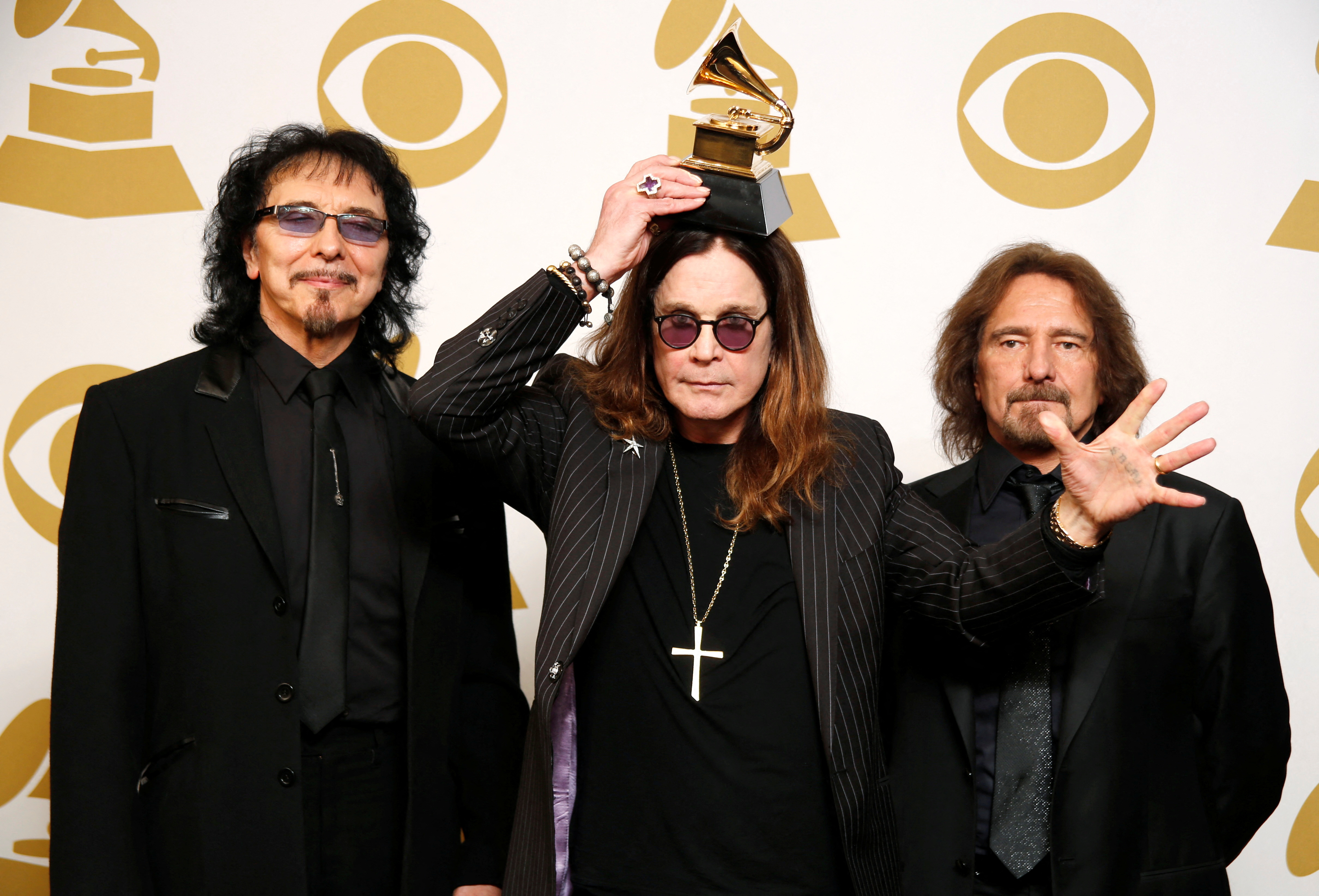Black Sabbath accepting a Grammy Award for Best Metal Performance.