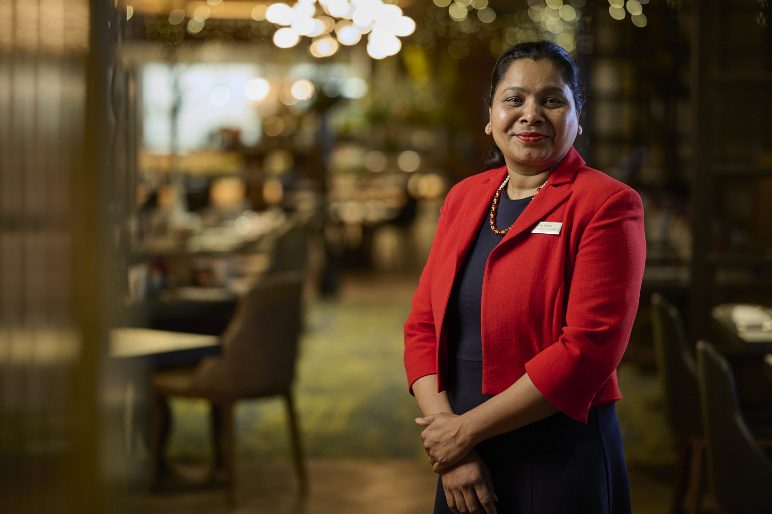 Cecilia Soren, Food & Beverage Host at the Hilton London Bankside, welcomes guests.