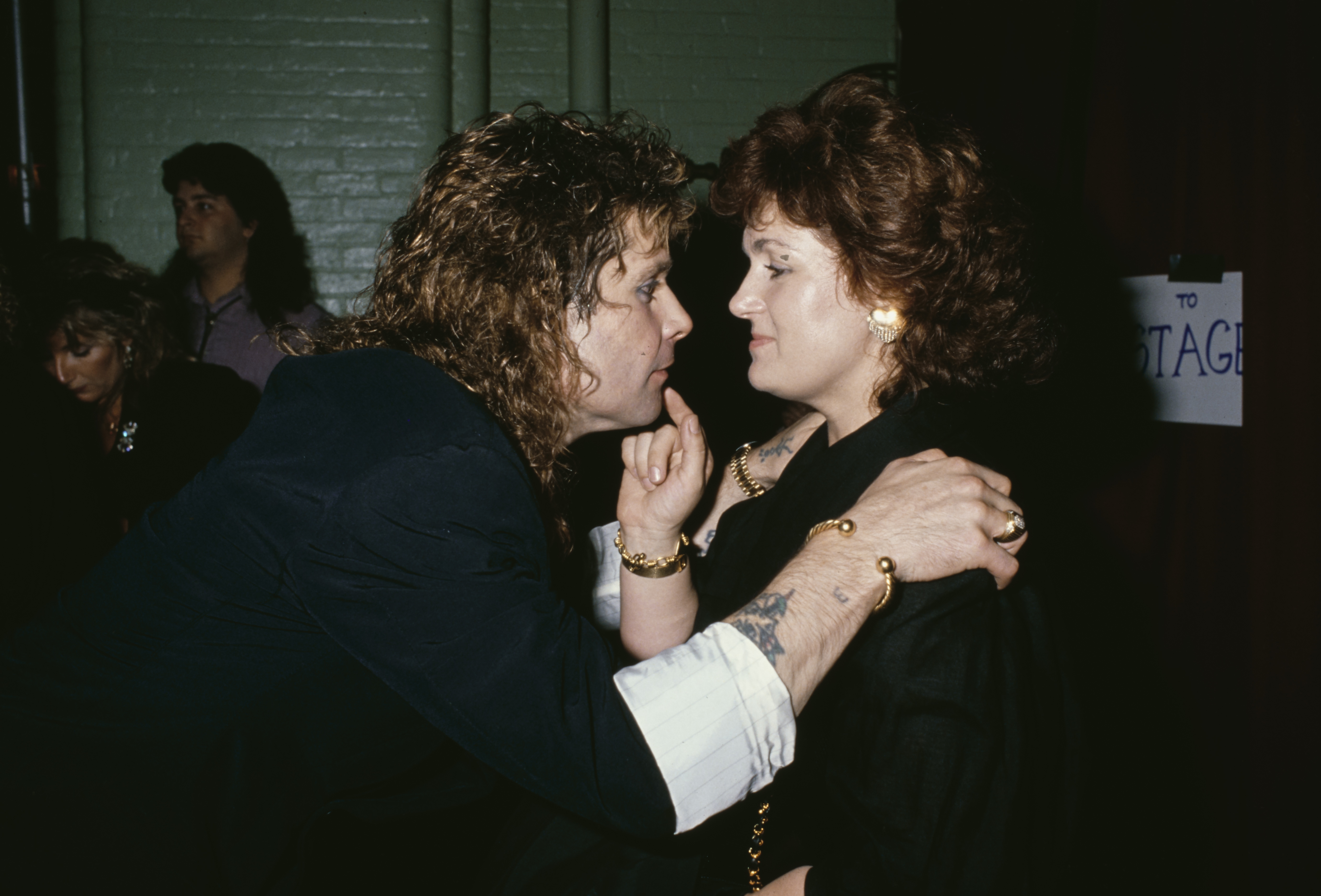 Ozzy and Sharon Osbourne face-to-face.