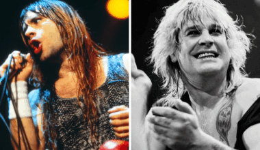 Bruce Dickinson onstage with Iron Maiden in 1985 and Ozzy Osbourne onstage in 1984