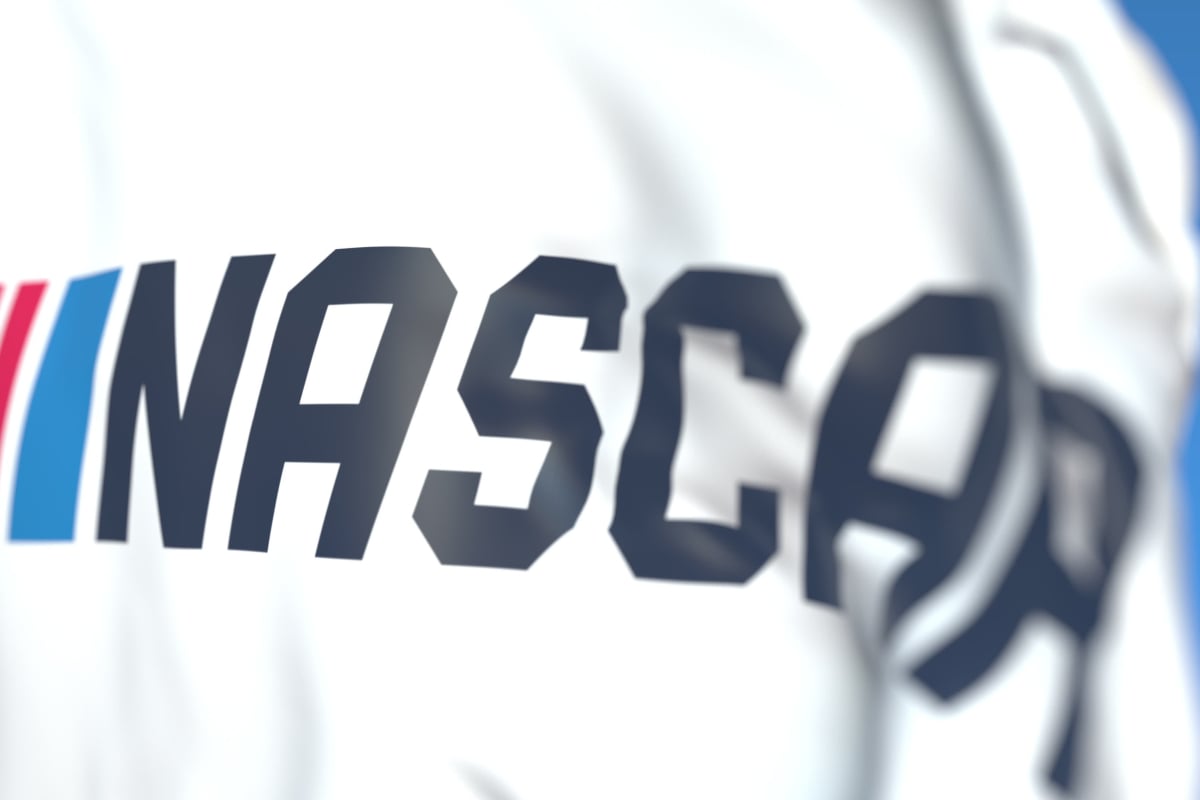 NASCAR logo on a flag