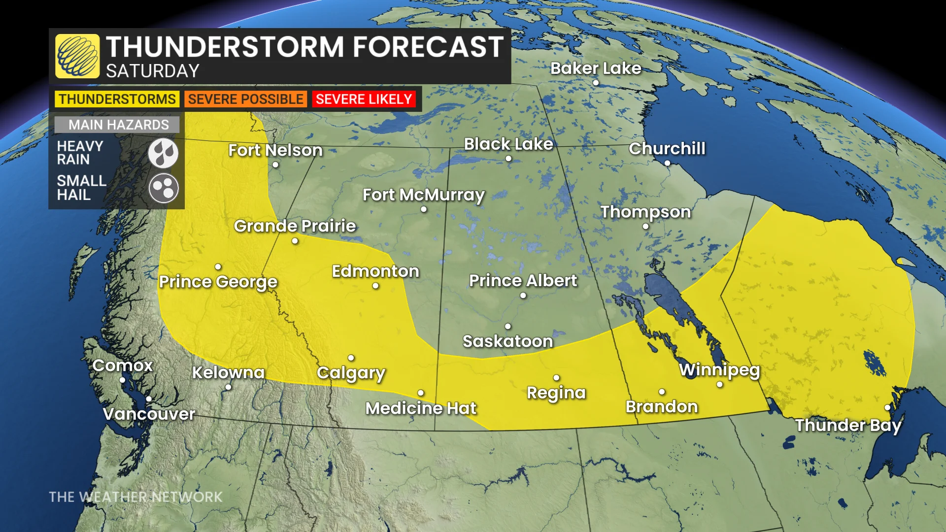 Baron - Saturday thunderstorm risk Prairies - July 25