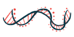 An illustration showing a strand of DNA.