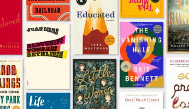 a collage of book covers including little women the vanishing half educated and more