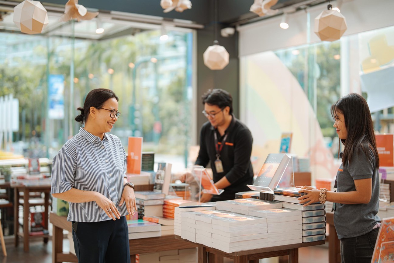 Staff preparing to open Fully Booked BGC shop