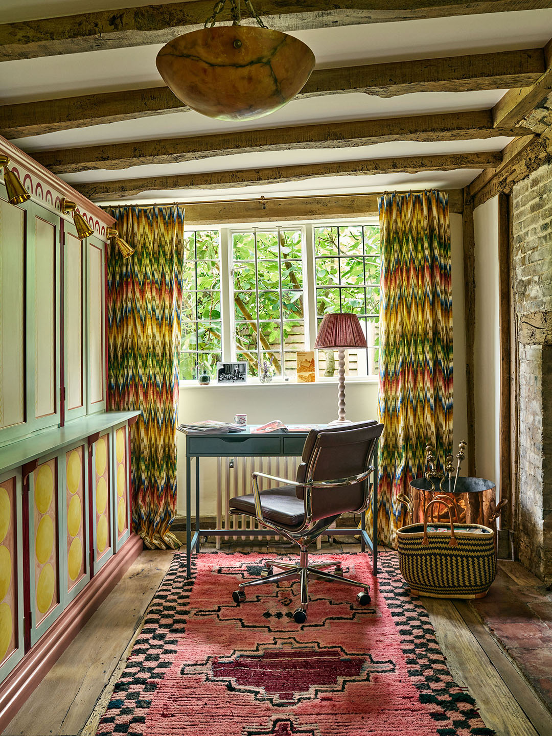 flame stitch office curtains