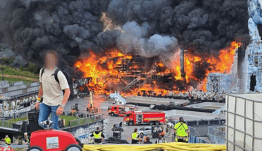 The fire at the festival site of the Tomorrowland electronic music festival, Wednesday 16 July 2025, in Boom, Belgium.