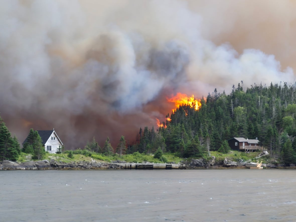 Fire behind cabins